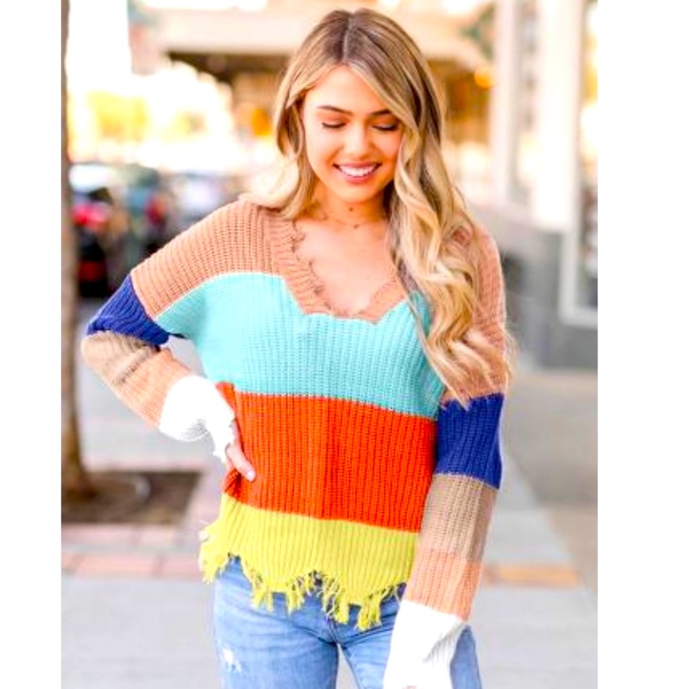 Apricot Distressed Sweater